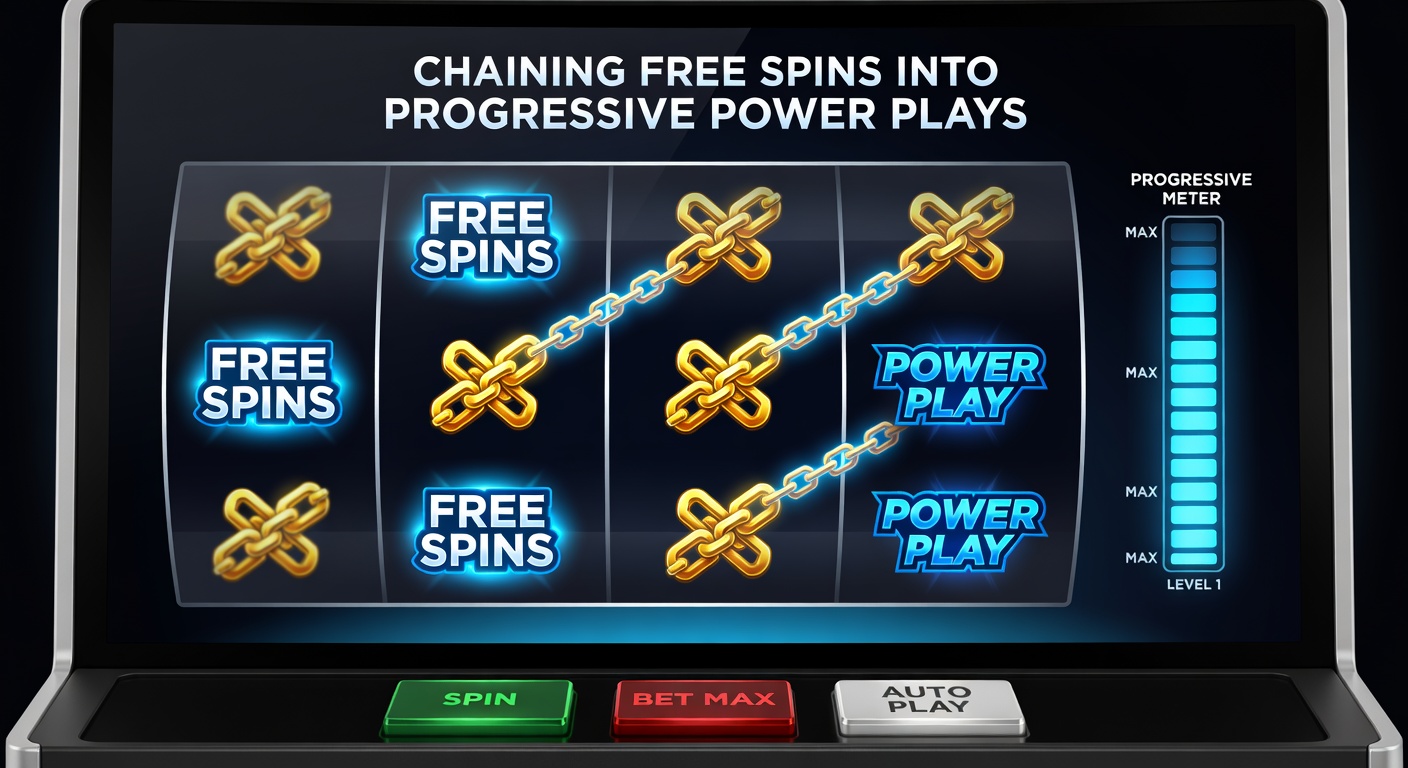 Progressive power play in action on expanding slot reels, showing multipliers chaining upward during an extended free spins sequence
