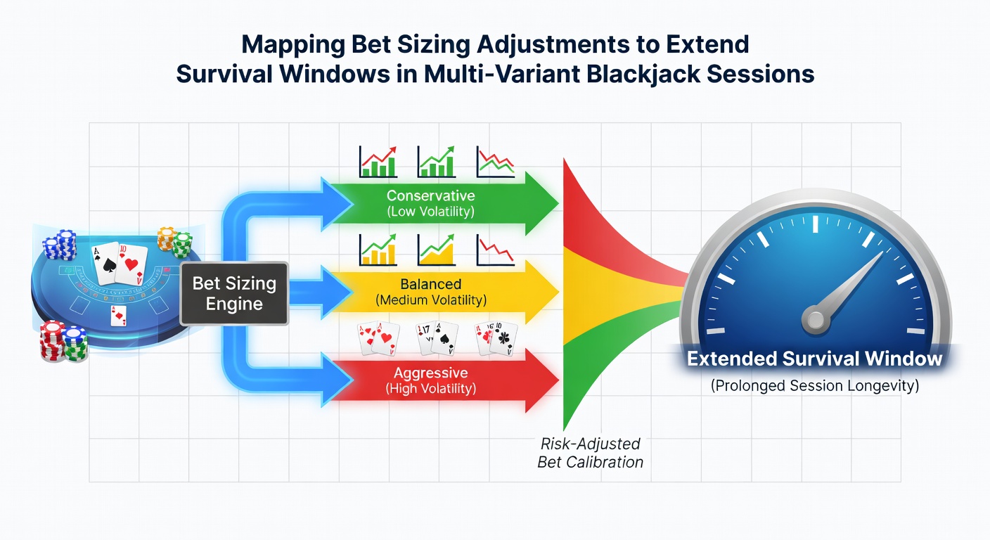 Detailed bet sizing adjustment chart for different blackjack variants