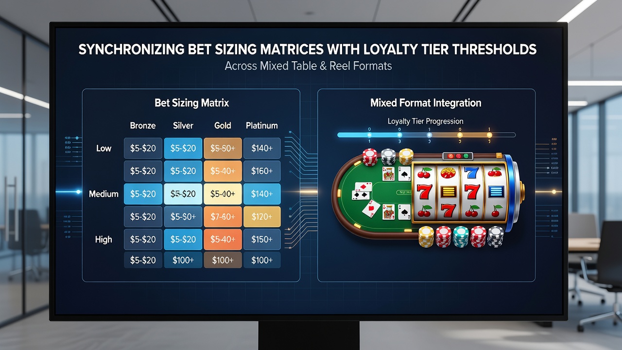 Screenshot of casino loyalty dashboard displaying synchronized bet matrices for table and reel games