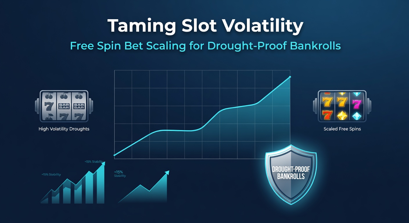 Graph showing bankroll curves during slot dry spells, with scaled free spin bets creating upward trends against flat betting declines