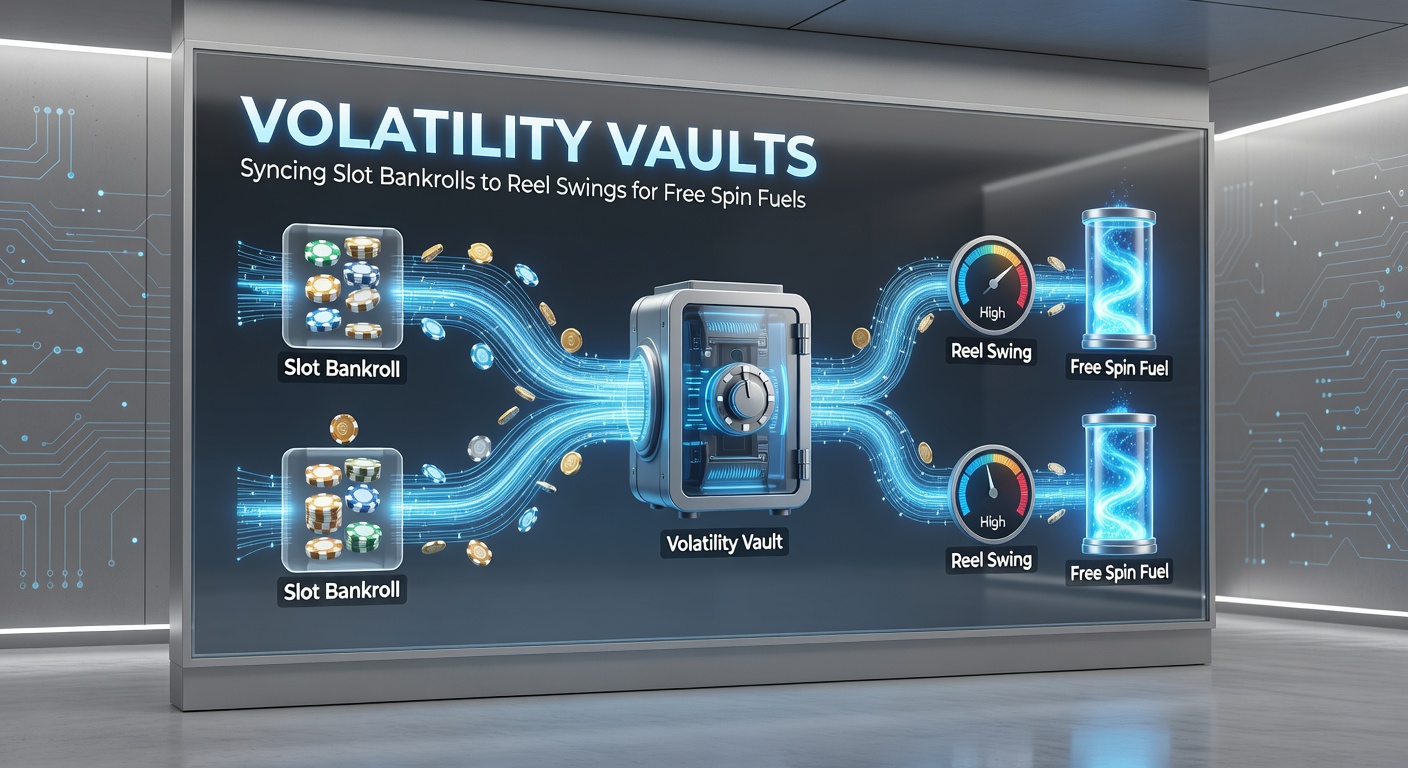 Bankroll vault diagram illustrating tiered allocations synced to slot volatility curves and free spin activations